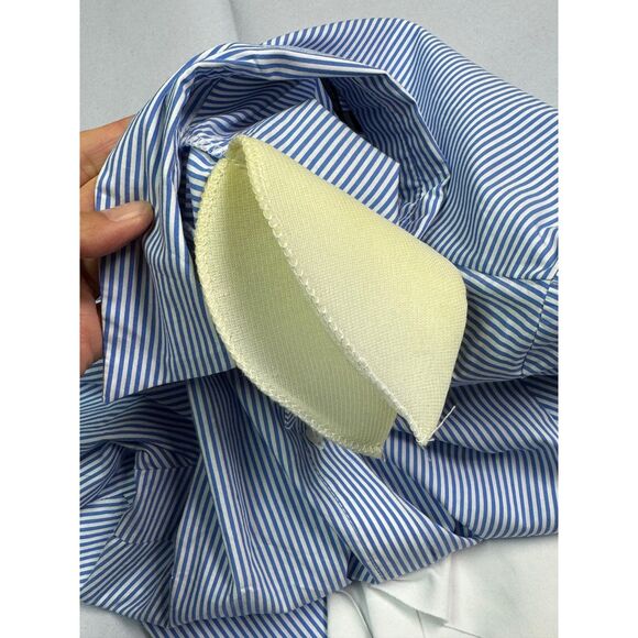 NWOT - ZARA Classic Blue/White Striped Button Up Long Sleeve Bodysuit, Sz XS - Picture 5 of 10